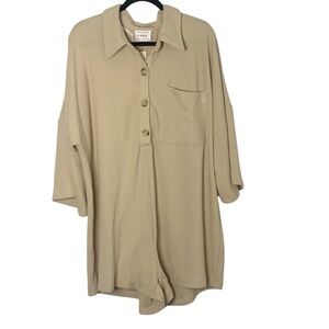 NWT Sabo Australia XL Beige Ribbed Milena Playsuit Romper Loungewear Comfy